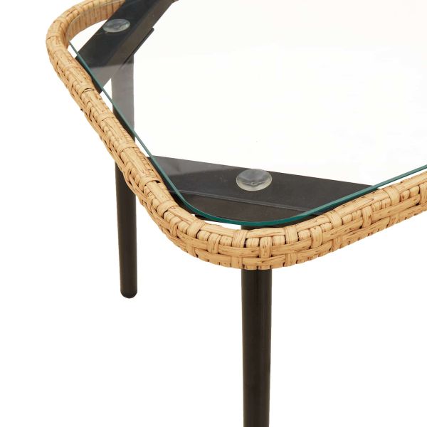 Градински Софа Комплект с възглавница 2 pcs Естествен полиратан