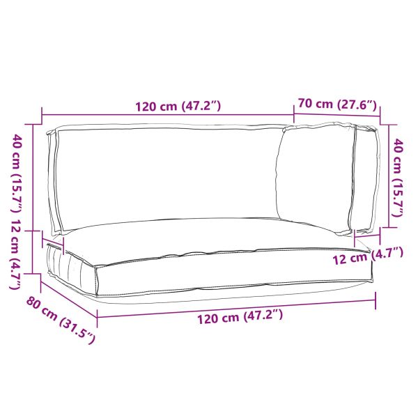 Комплект възглавници за палет 3 pcs Сив Оксфордска тъкан