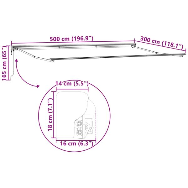 Сгъваем навес Оранжево и бяло 500x300 см текстил