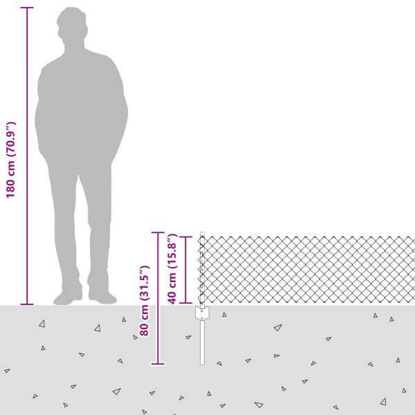 Ограда и колче Зелен 0,4 x 25 м Стомана