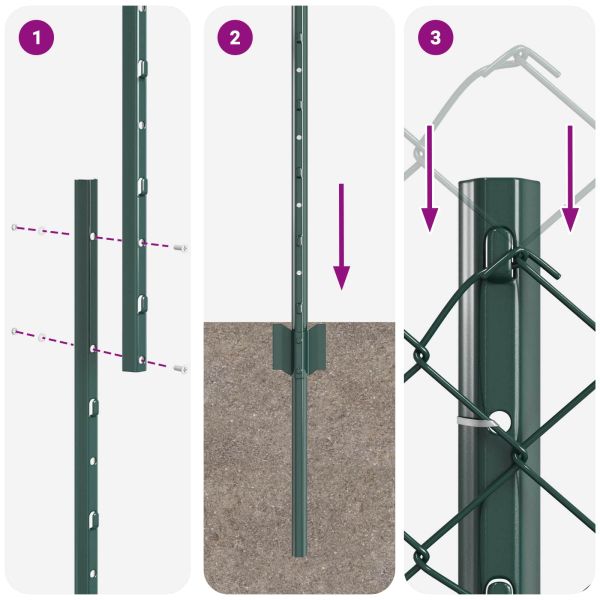 Ограда и колче Зелен 1 x 25 m Стомана