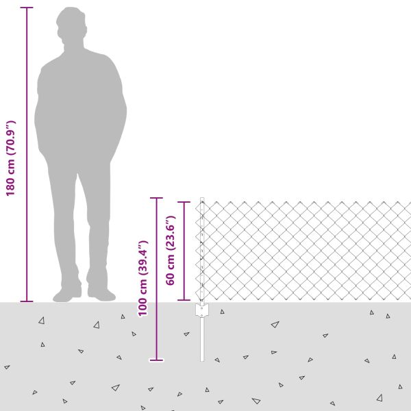 Ограда и колче Зелен 0,6 x 25 м Стомана