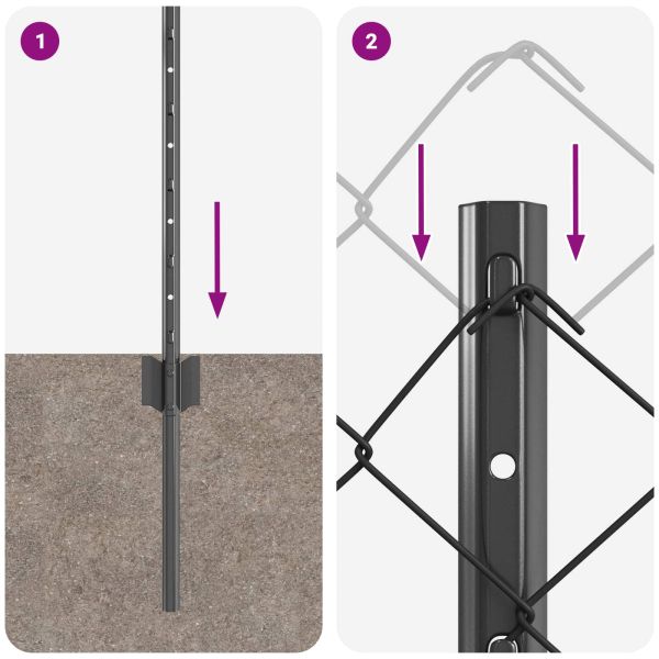 Ограда и колче Сив 0,4 x 10 м Стомана