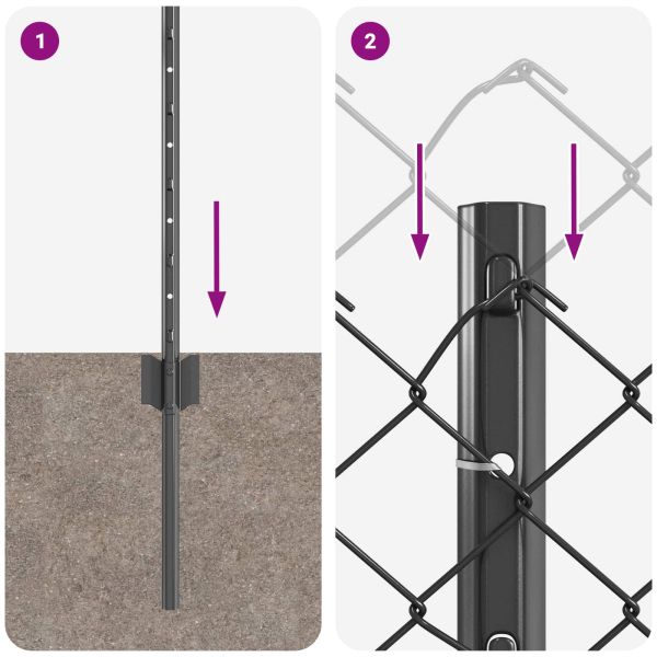 Ограда и колче Сив 0,8 x 25 m Стомана