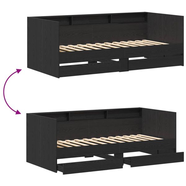 Дневно легло с чекмедже Сив 90 x 200 cm Инженерно дърво