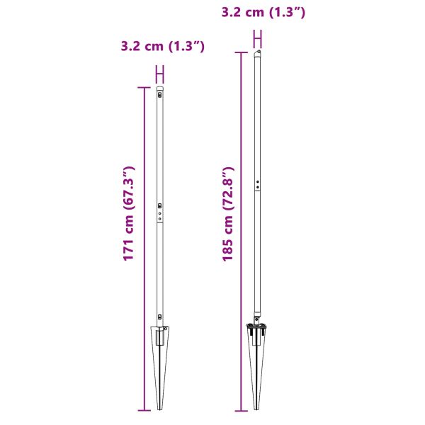 Стълб за ограда. Друг 26 pcs Сив 3,2 x 3,2 x 140 см Стомана