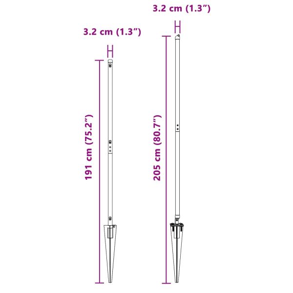 Стълб за ограда. Друг 52 pcs Сив 3,2 x 3,2 x 160 см Стомана