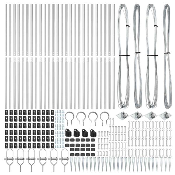 Стълб за ограда. Друг 26 pcs Сив 3,2 x 3,2 x 160 см Стомана
