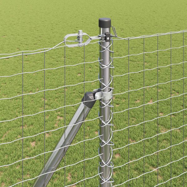 Стълб за ограда. Друг 26 pcs Сив 3,2 x 3,2 x 170 см Стомана