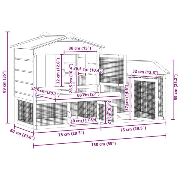 Кокошарник Кафяво 150 x 60 x 89 cm
