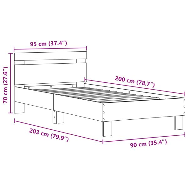 Рамка за легло Черен дъб 90 x 200 cm Инженерно дърво