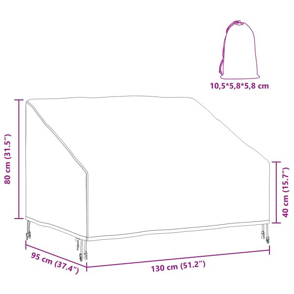Калъф за градинска пейка Черно 130 x 95 x 40 / 80 см 600D плат