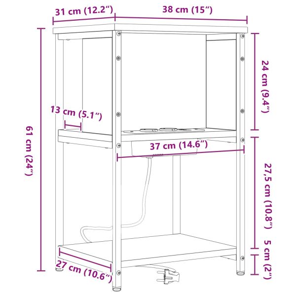 Нощен шкаф 2 pcs Сонома дъб 38 x 31 x 61 см Инженерно дърво