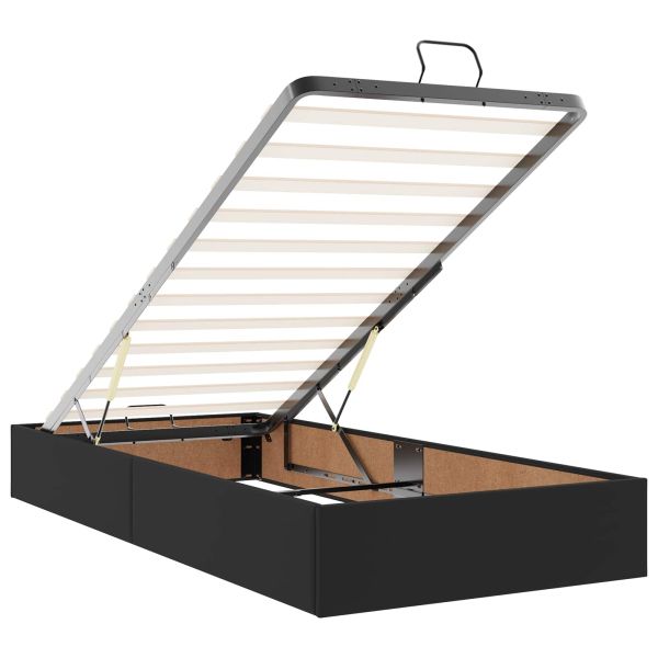 Рамка за легло с матрак Черно 90 x 200 cm Изкуствена кожа