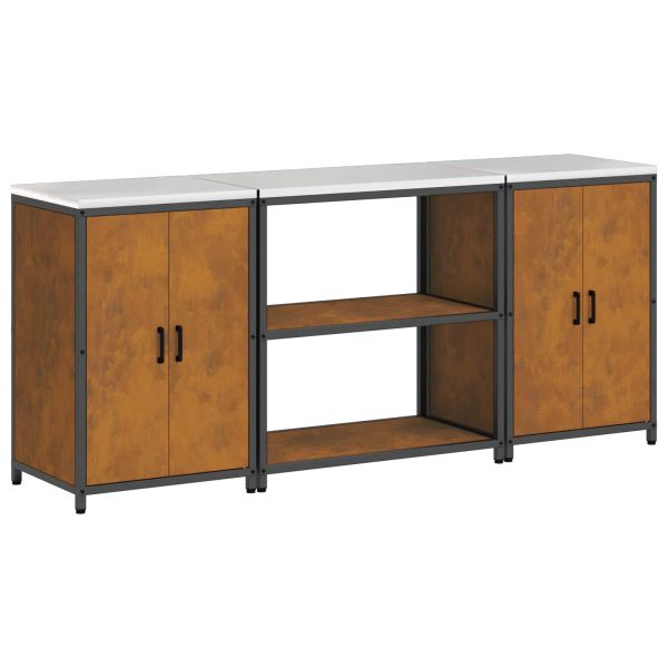 Комплект за кухненско съхранение с рафт 3 pcs Ръждясало Стомана