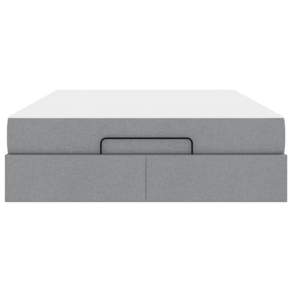 Рамка за легло със съхранение Светлосиво 160 x 200 cm текстил