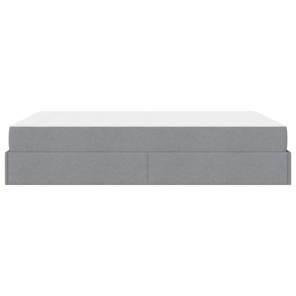 Рамка за легло със съхранение Светлосиво 160 x 200 cm текстил