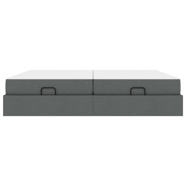 Рамка за легло със съхранение Тъмносив 200 x 200 cm текстил