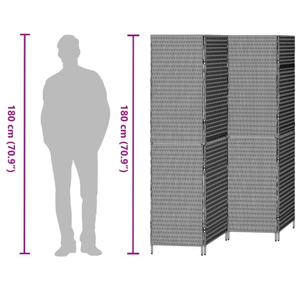 Разделител за стая Сив 195 x 180 см полиратан