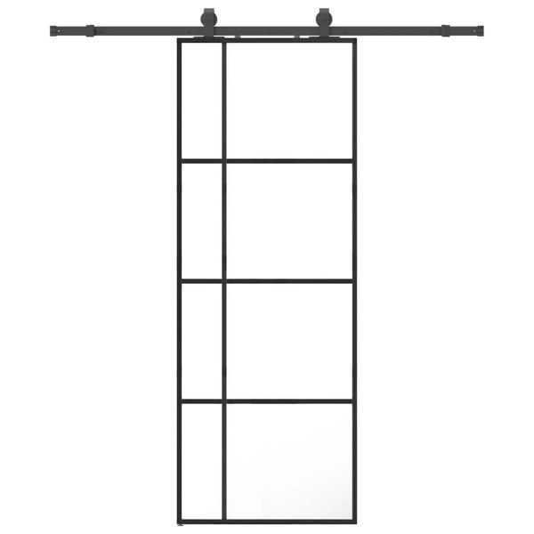 Плъзгаща се врата с обков черна 76x205 см ESG стъкло