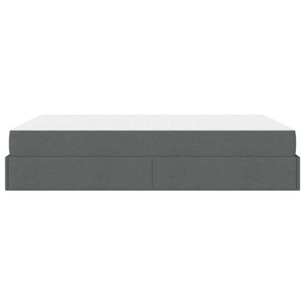 Рамка за легло със съхранение Тъмносив 160 x 200 cm текстил