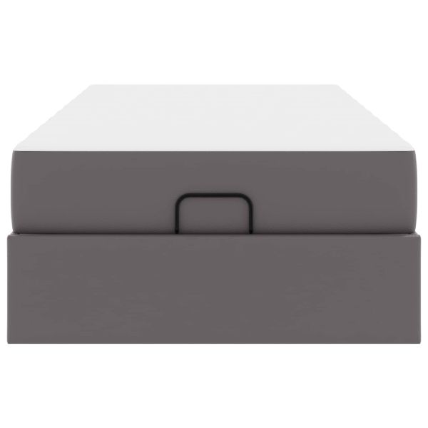 Рамка за легло с матрак Сив 90 x 200 cm Изкуствена кожа