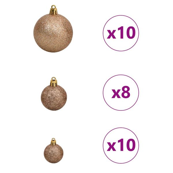 Обратен Изкуствен Предварително осветен Коледен Дърво с Комплект Топки