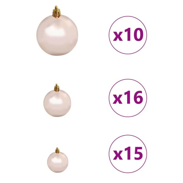 Обратен Изкуствен Предварително осветен Коледен Дърво с Комплект Топки