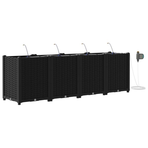 Градински саксии Черно 160 x 40 x 52 см Стомана