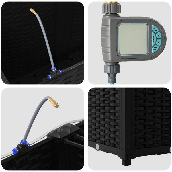 Градински саксии Черно 160 x 40 x 52 см Стомана