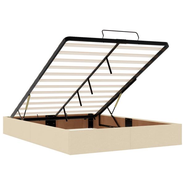 Рамка за легло със съхранение Крем 160 x 200 cm текстил
