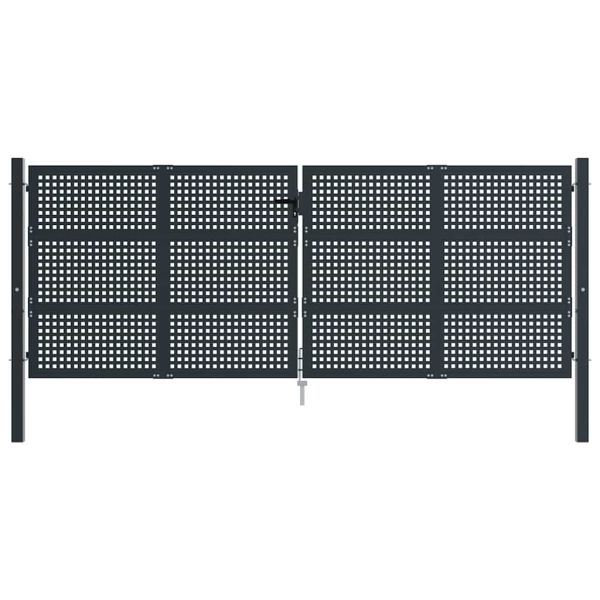 Градинска порта, антрацит, 400x125 см, стомана