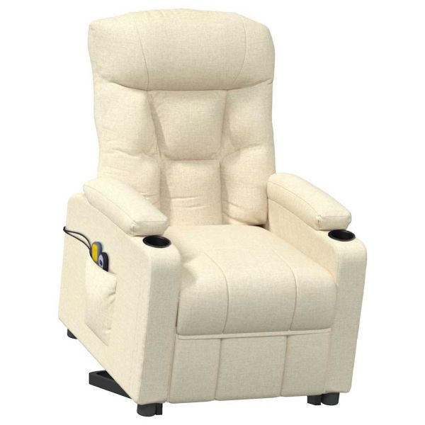 Изправящ масажен стол, кремав, текстил