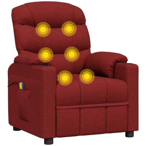 Електрически масажен стол, виненочервен, текстил