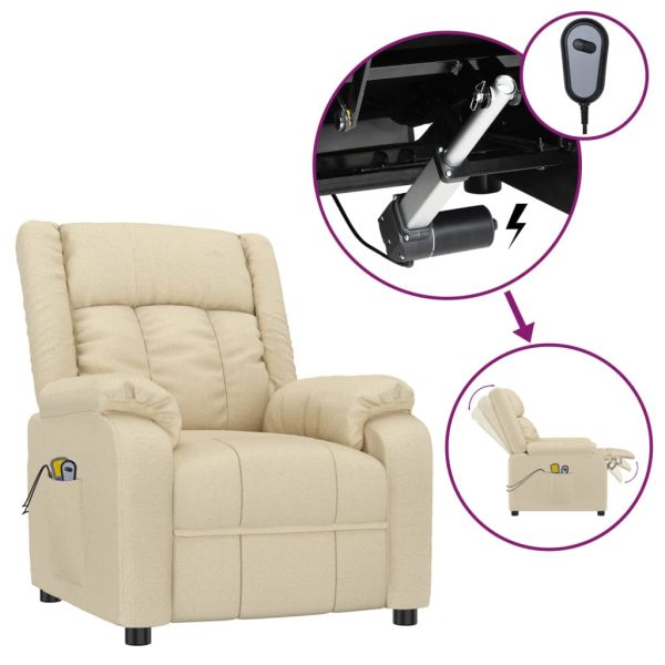 Електрически масажен стол, кремав, текстил