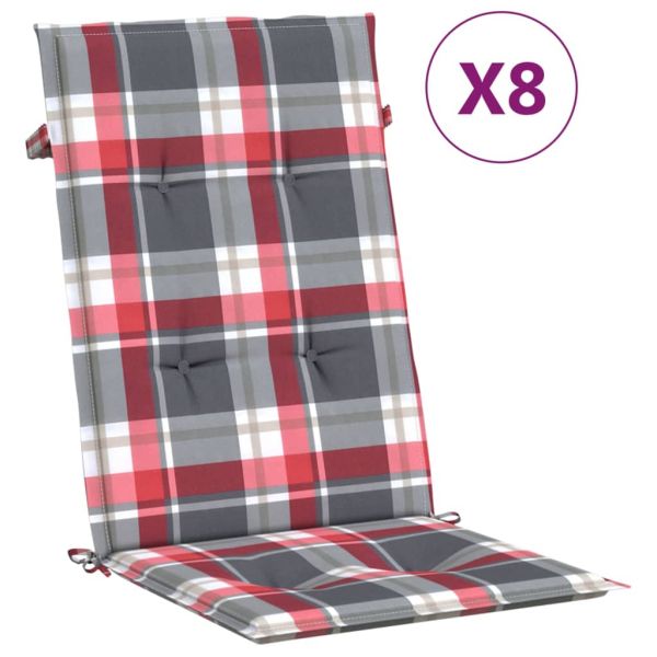 Наклоняеми градински столове с възглавници, 8 бр, тик масив