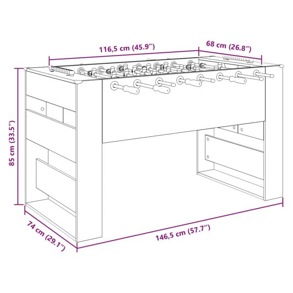 Футболна маса 2 pcs Циментено сиво 146,5 x 74 x 85 см