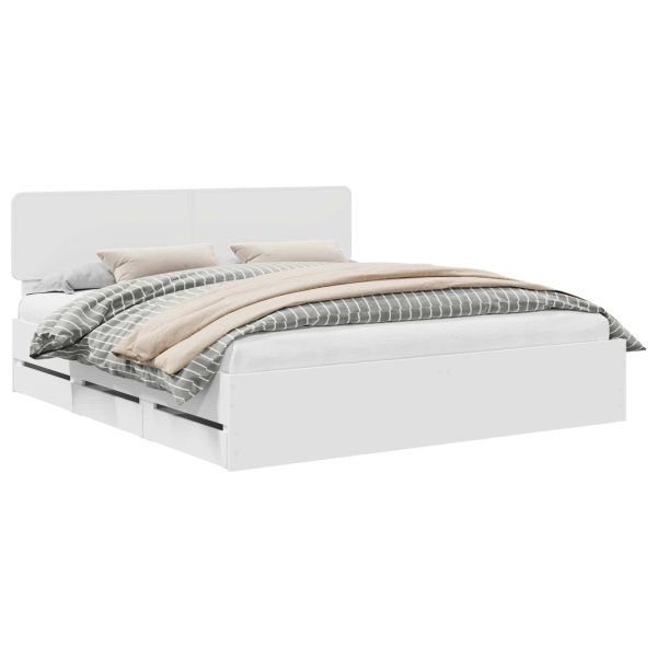 Рамка за легло с чекмедже Бяло 200 x 200 cm Инженерна дървесина