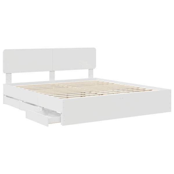 Рамка за легло с чекмедже Бяло 180 x 200 cm Инженерна дървесина