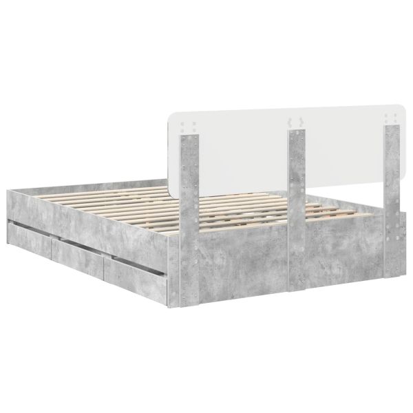 Рамка за легло Циментено сиво 160 x 200 cm Инженерна дървесина