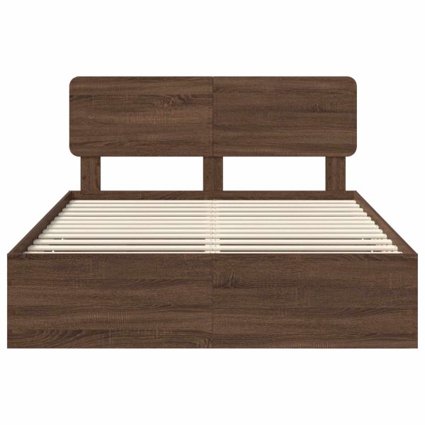 Рамка за легло Кафяв дъб 140 x 200 cm Инженерна дървесина