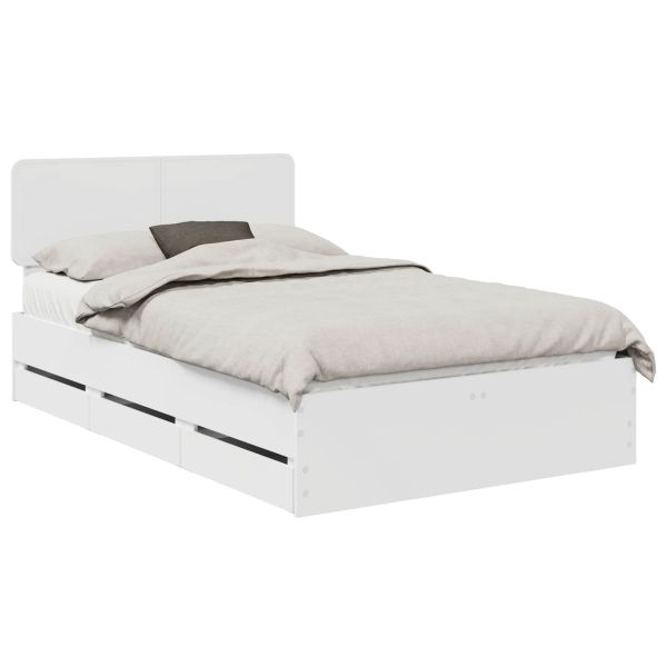 Рамка за легло с чекмедже Бяло 120 x 190 cm Инженерна дървесина