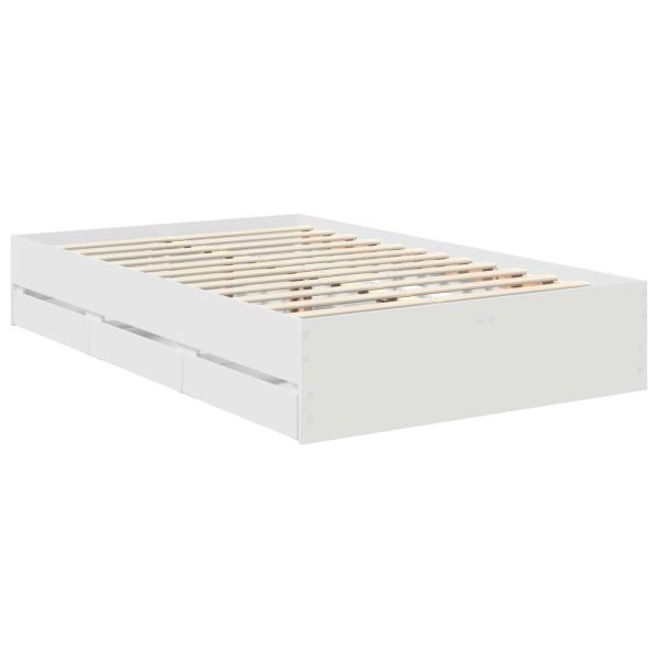Рамка за легло с чекмедже Бяло 120 x 190 cm Инженерна дървесина