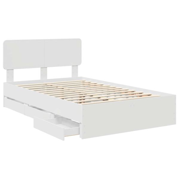 Рамка за легло с чекмедже Бяло 120 x 190 cm Инженерна дървесина