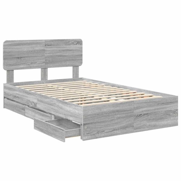 Рамка за легло Сив Сонома 120 x 200 cm Инженерна дървесина