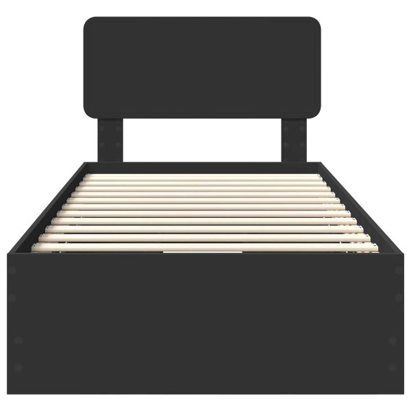 Рамка за легло с таблото Черно 100 x 200 cm Инженерна дървесина