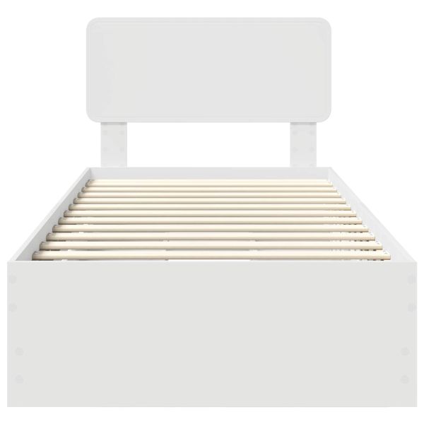 Рамка за легло с чекмедже Бяло 90 x 190 cm Инженерна дървесина