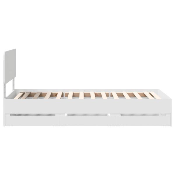 Рамка за легло с чекмедже Бяло 75 x 190 cm Инженерна дървесина
