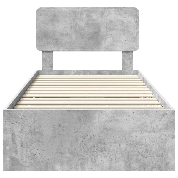 Рамка за легло Циментено сиво 75 x 190 cm Инженерна дървесина