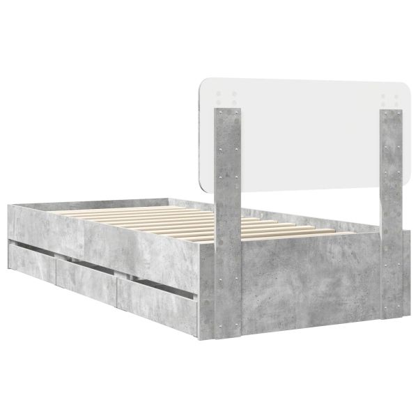 Рамка за легло Циментено сиво 75 x 190 cm Инженерна дървесина